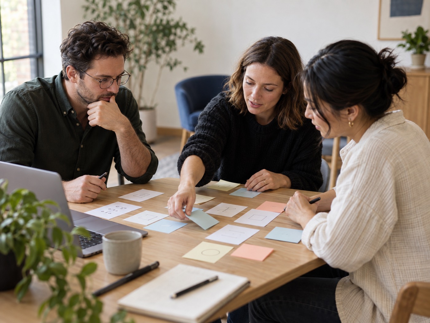 A small team mapping out their processing activities on a shared table